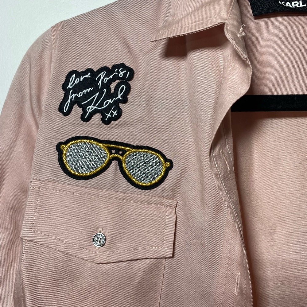 Karl Lagerfeld Pink Patchwork Blouse - Picture 3 of 5